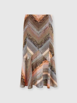 Flared lamé midi skirt with patchwork effect