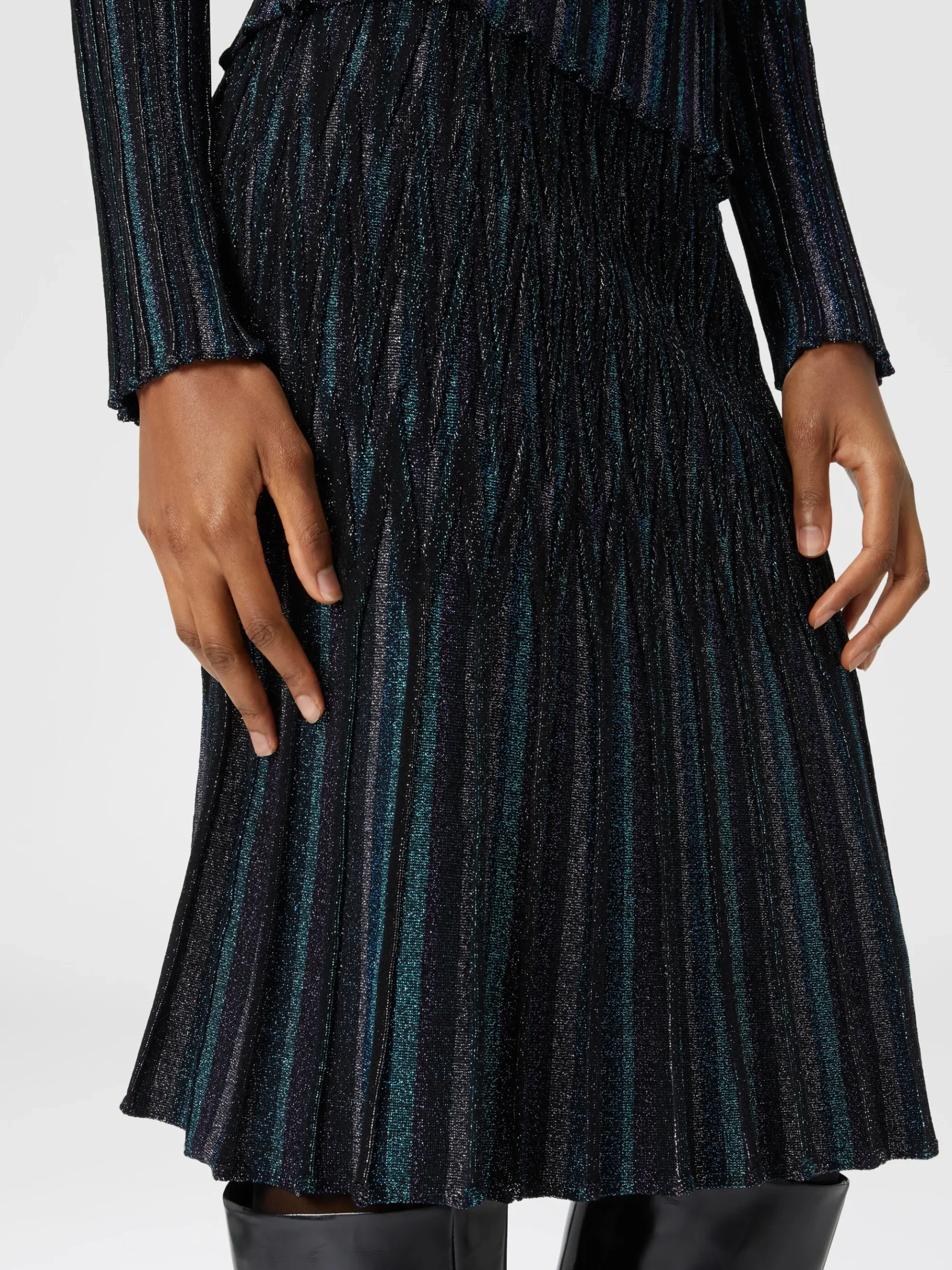 Flared midi skirt with lamé diamond motif