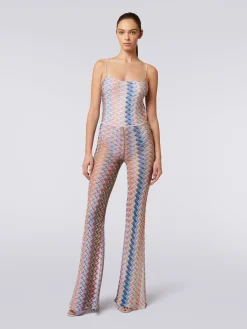 Flared trousers with lurex