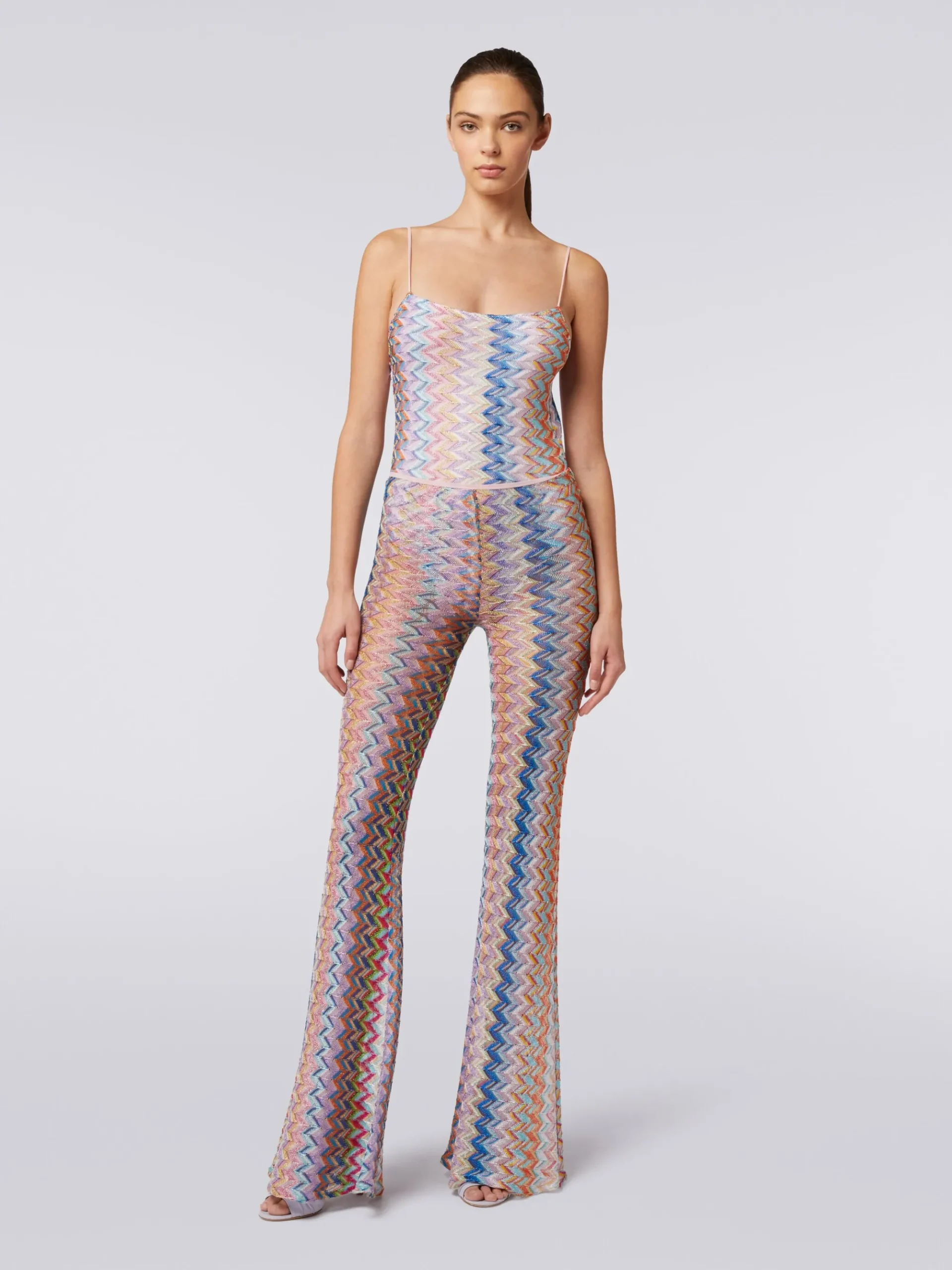 Flared trousers with lurex