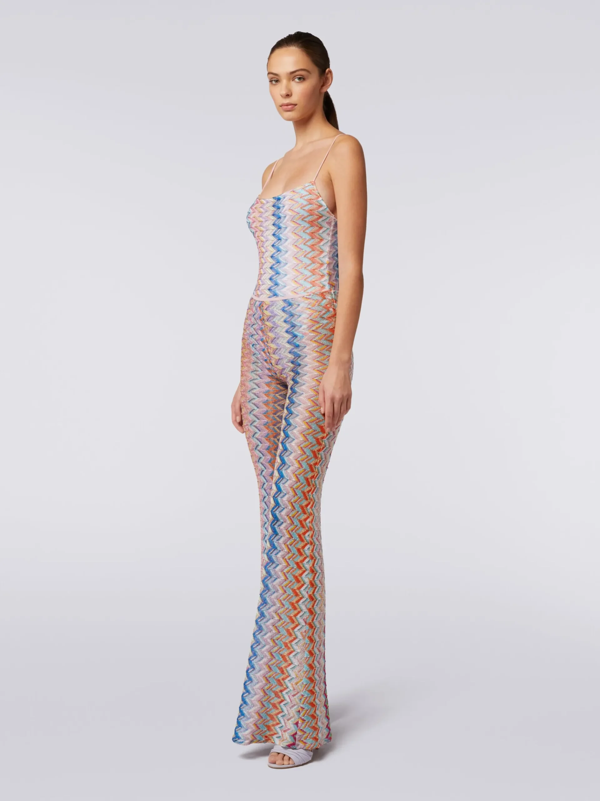 Flared trousers with lurex