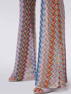 Flared trousers with lurex
