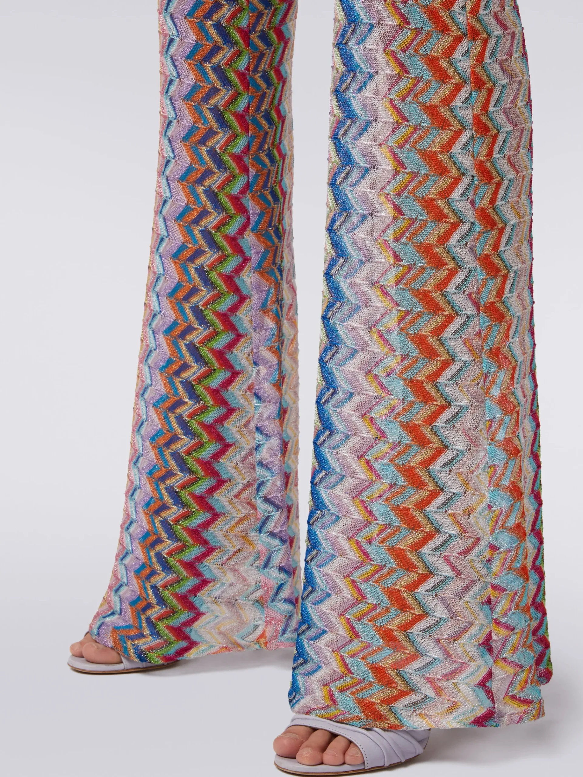 Flared trousers with lurex