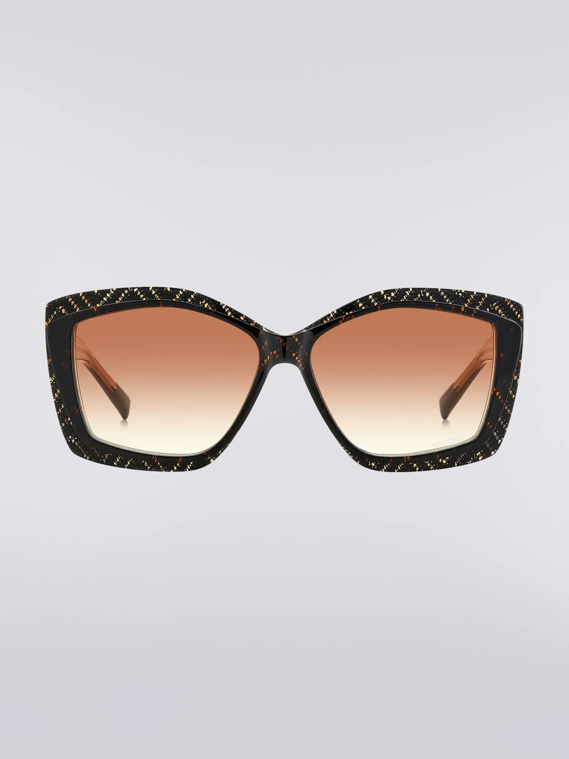 Geometric frame sunglasses with fabric inserts
