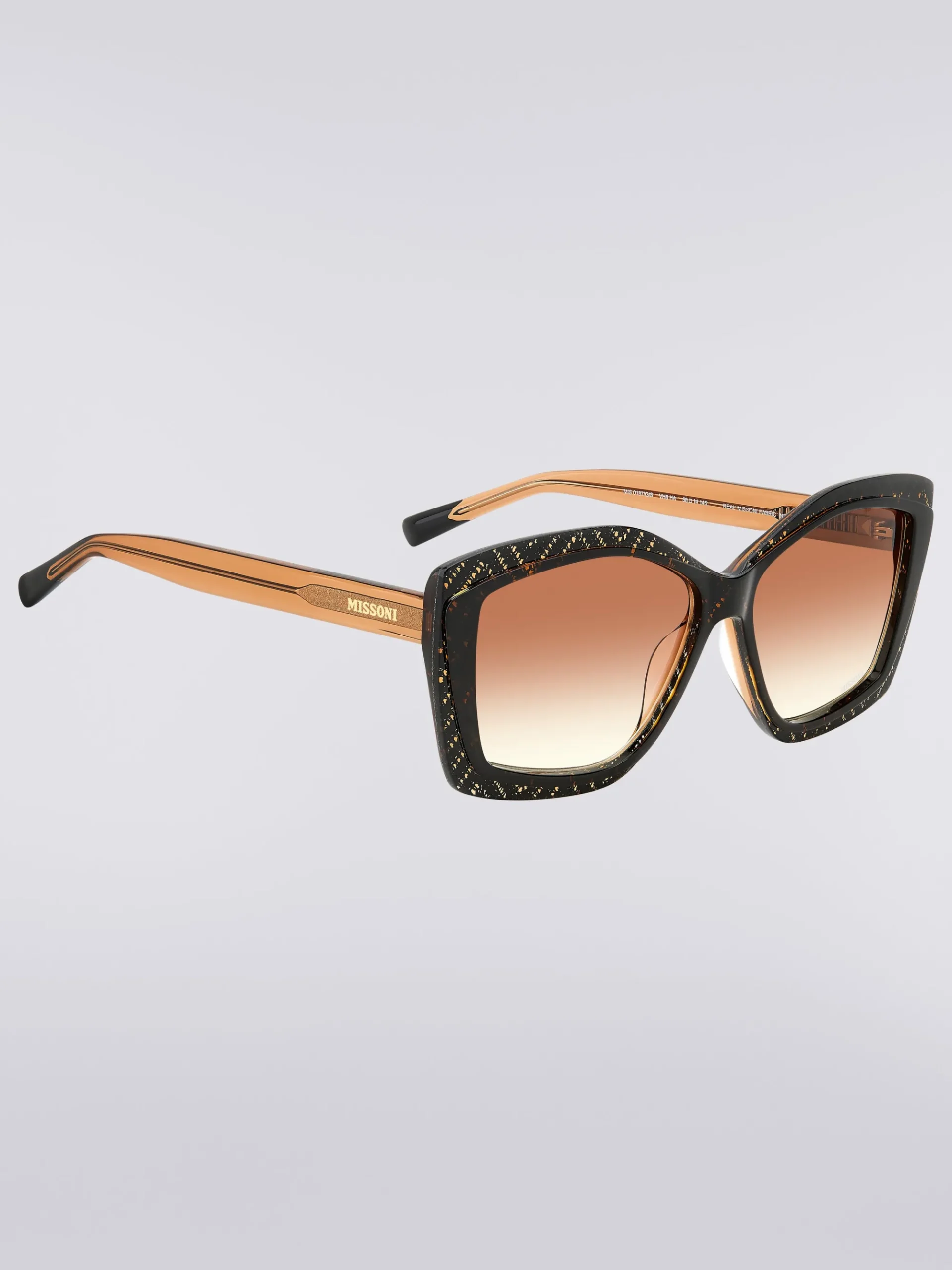 Geometric frame sunglasses with fabric inserts