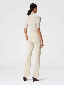 Glitter-effect viscose straight trousers