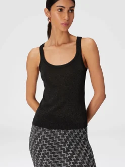 Glitter-effect viscose tank top