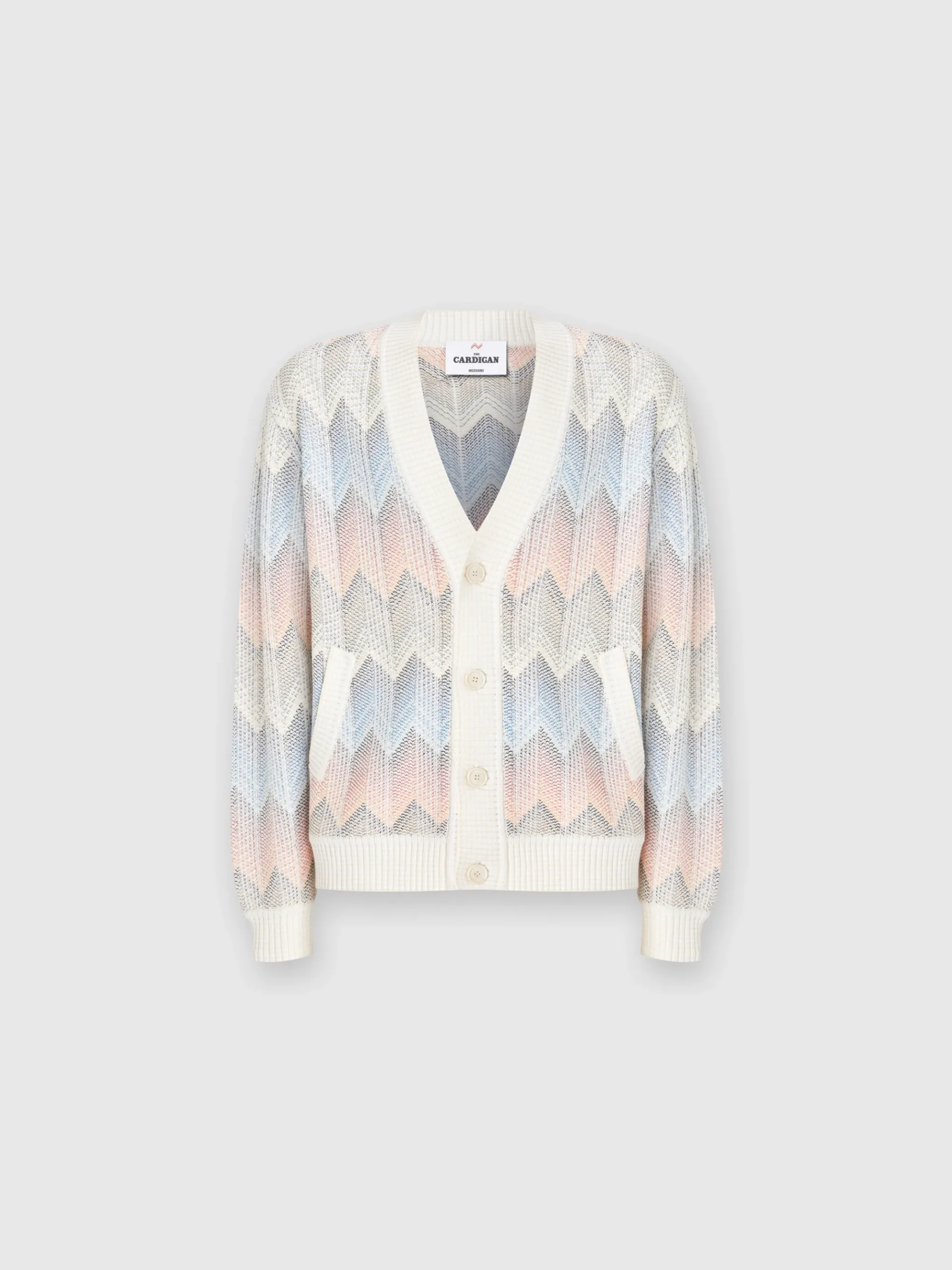 Gradient chevron cotton blend cardigan with pockets