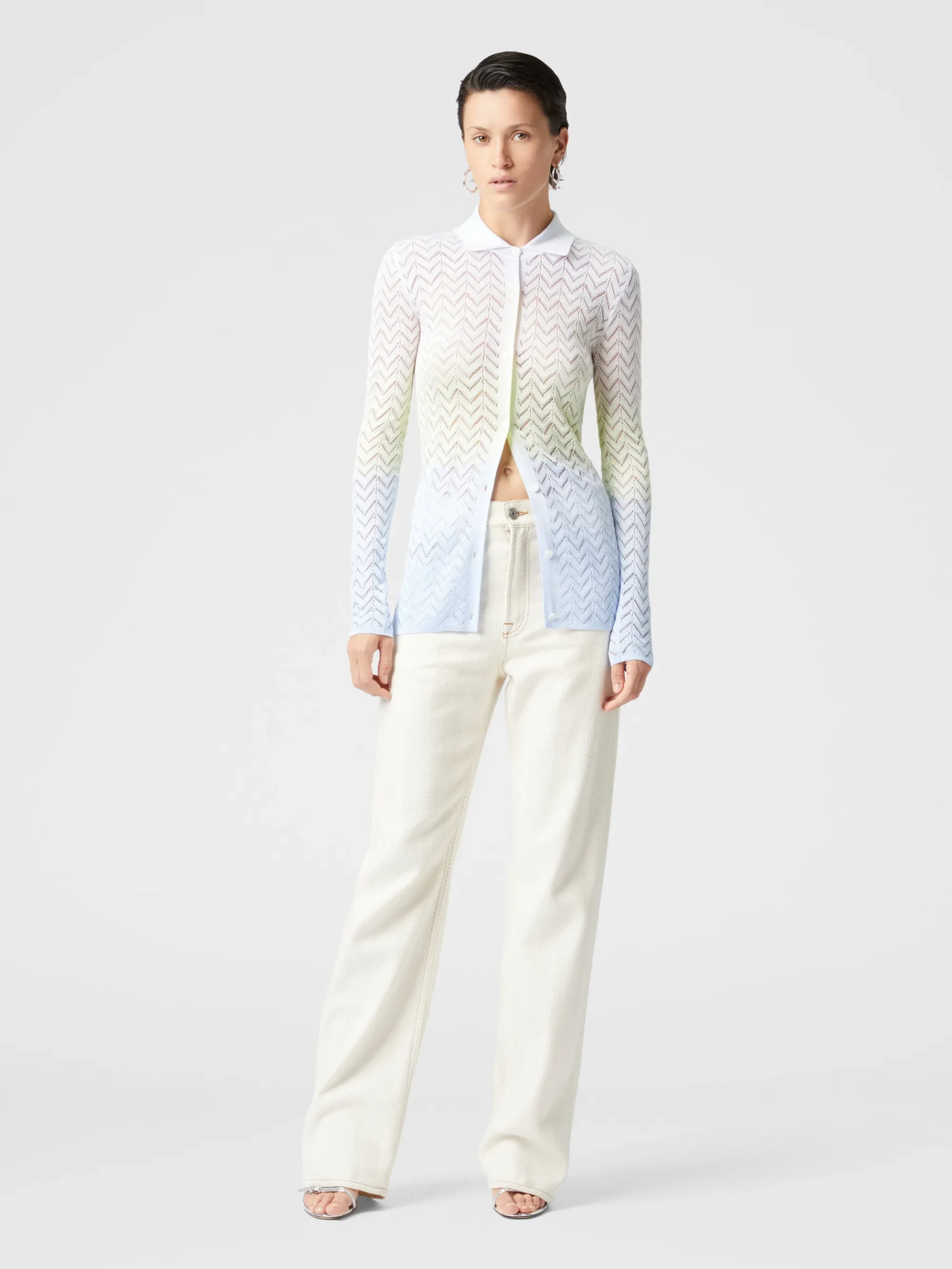 Gradient chevron viscose knit shirt
