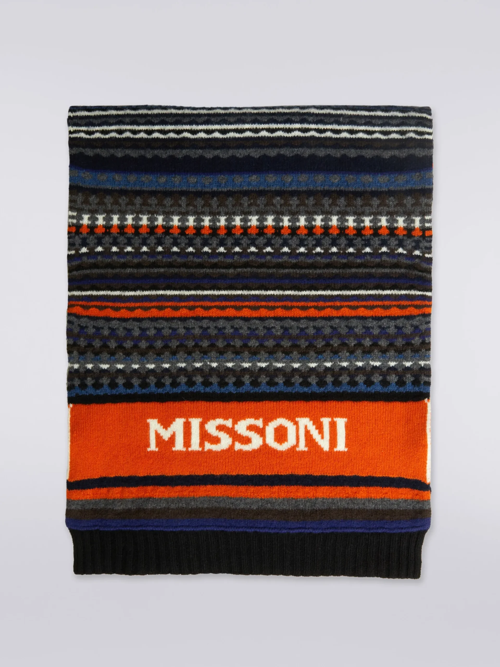 Jacquard wool scarf with logo