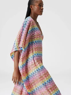 Kaftan long cover-up in coated lace