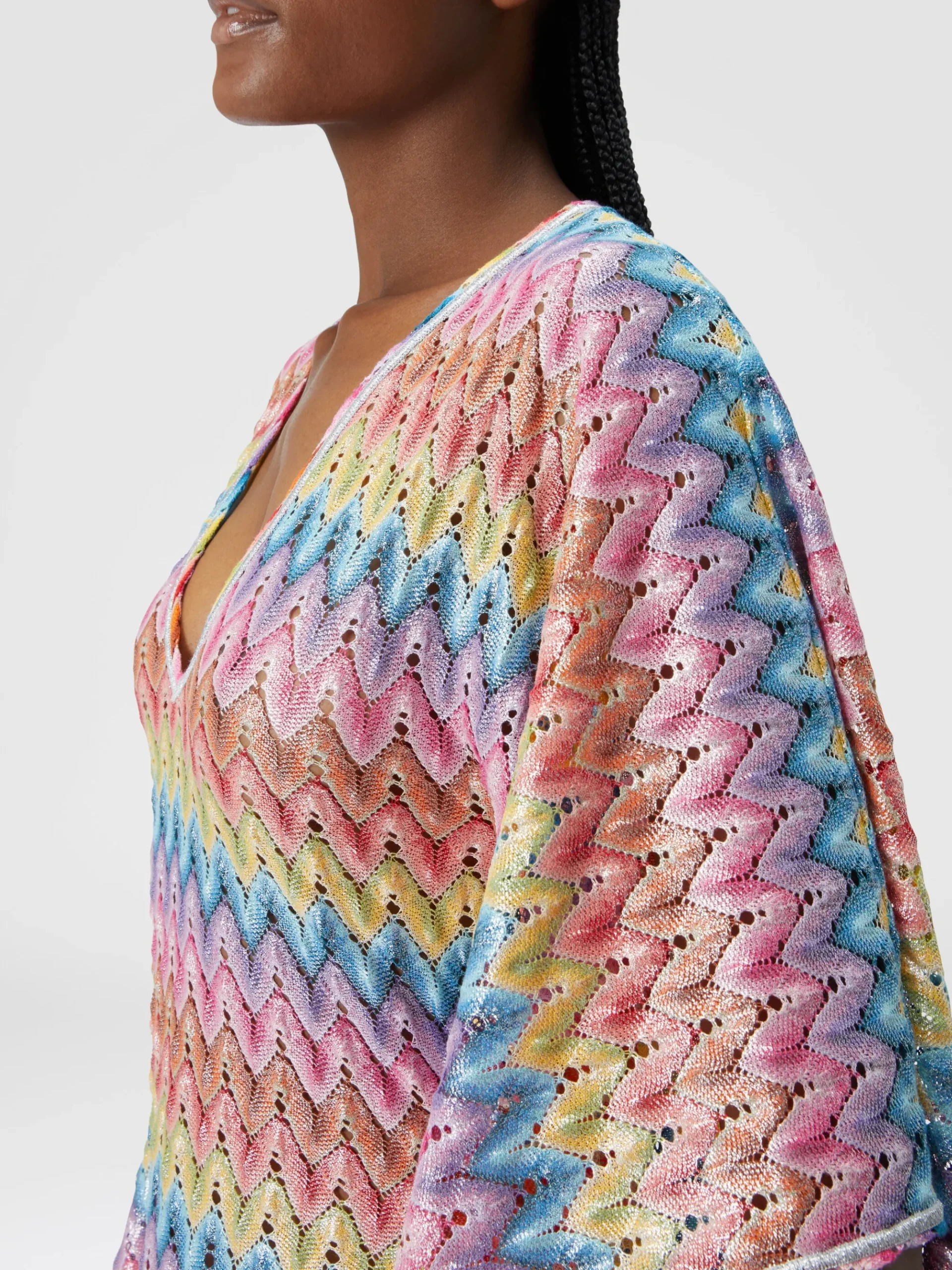 Kaftan long cover-up in coated lace
