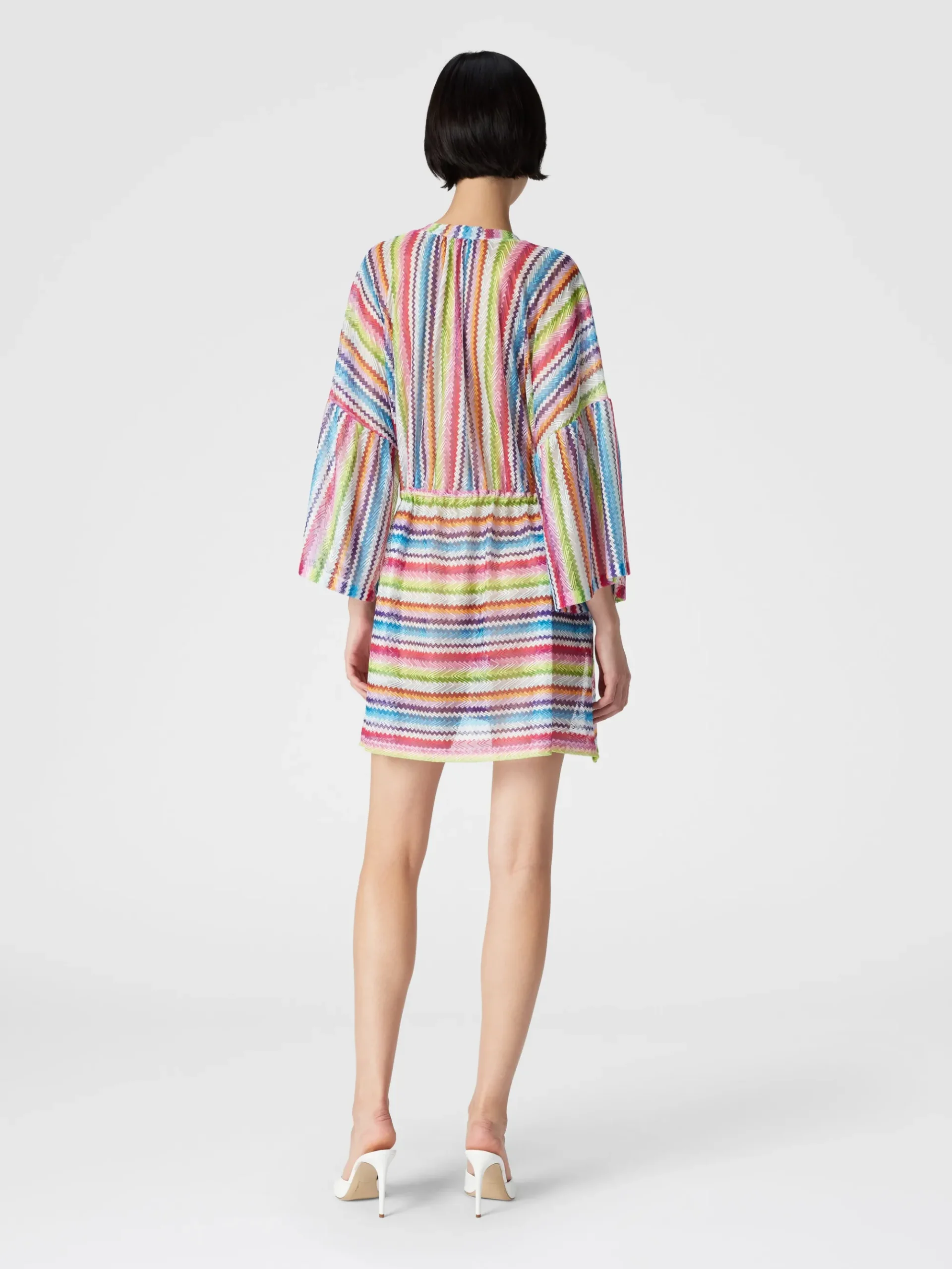 Kaftan short cover-up with zig zag print