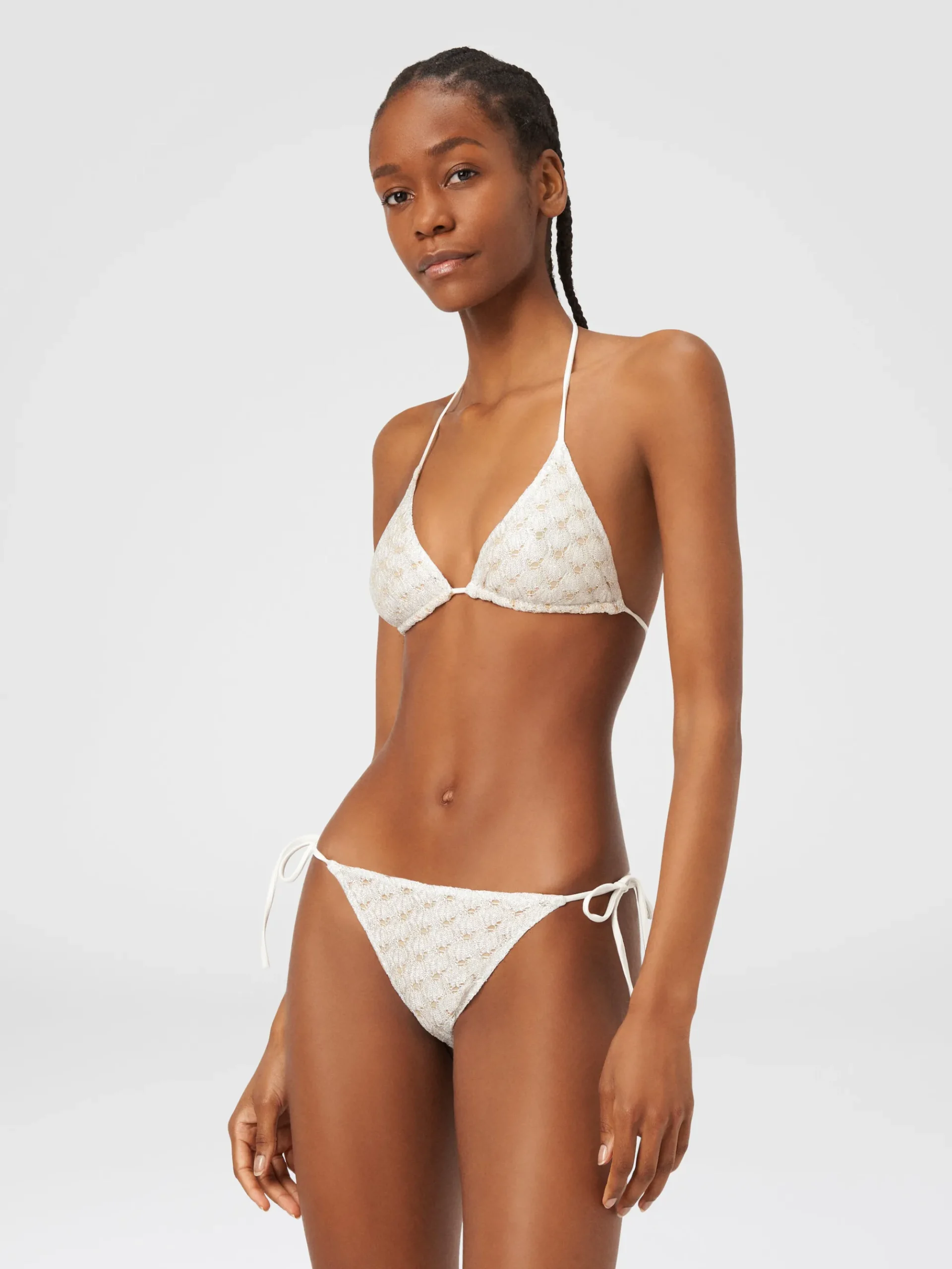 Lace-effect bikini with lining