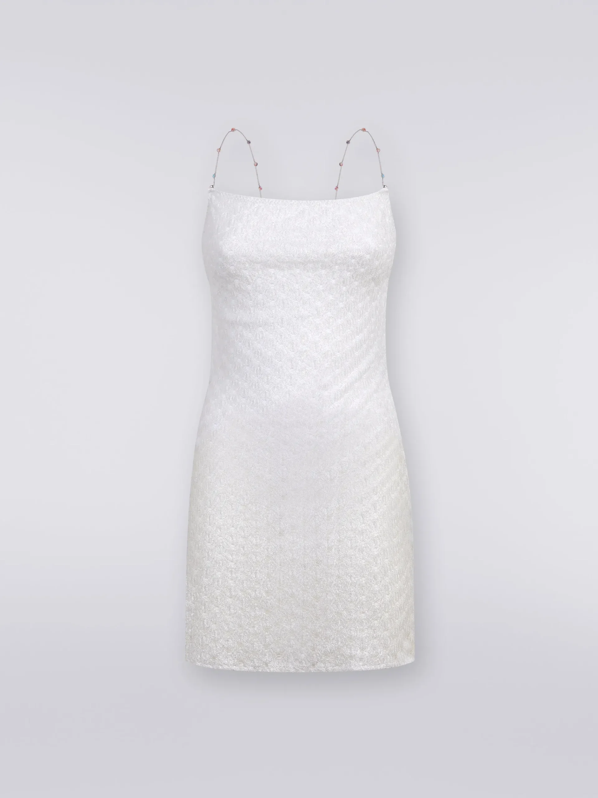 Lace-effect cover up dress with chain and gem straps