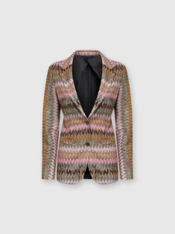 Lamé chevron viscose knit blazer