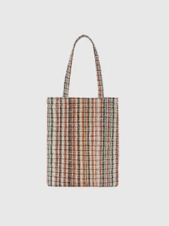 Lamé fabric shopper with logo