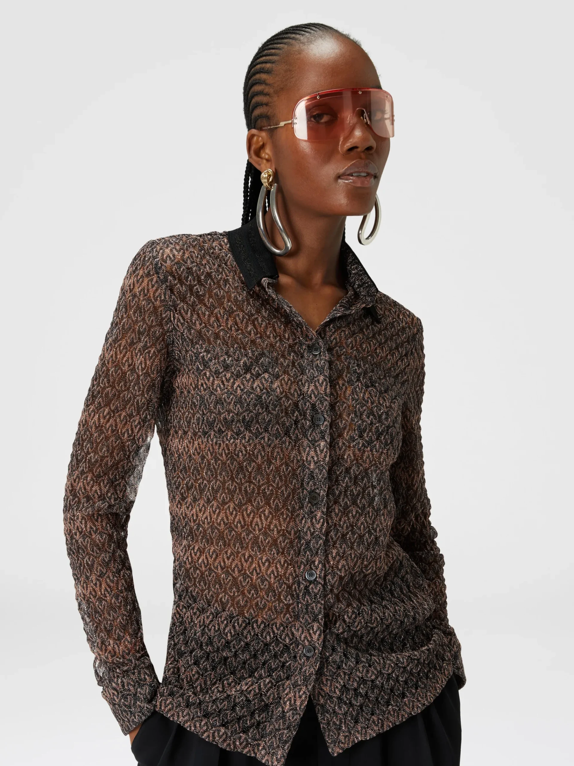 Lamé lace shirt