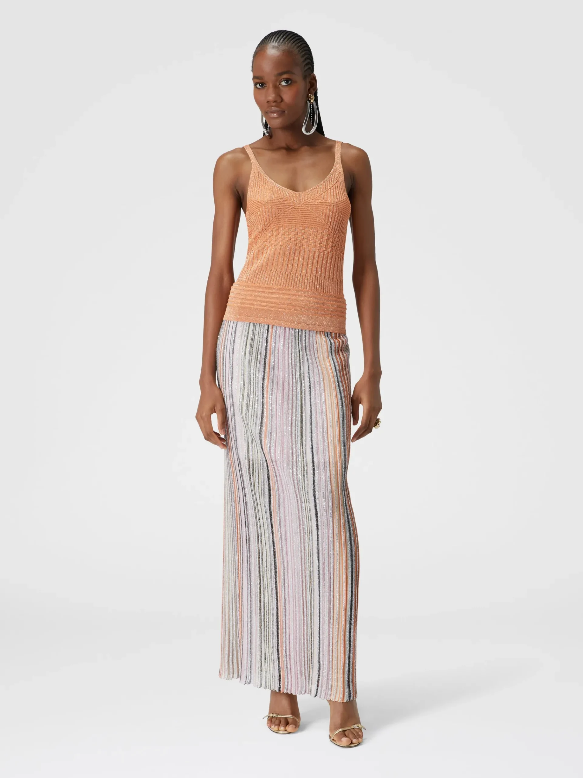 Lamé multi-processing viscose tank top