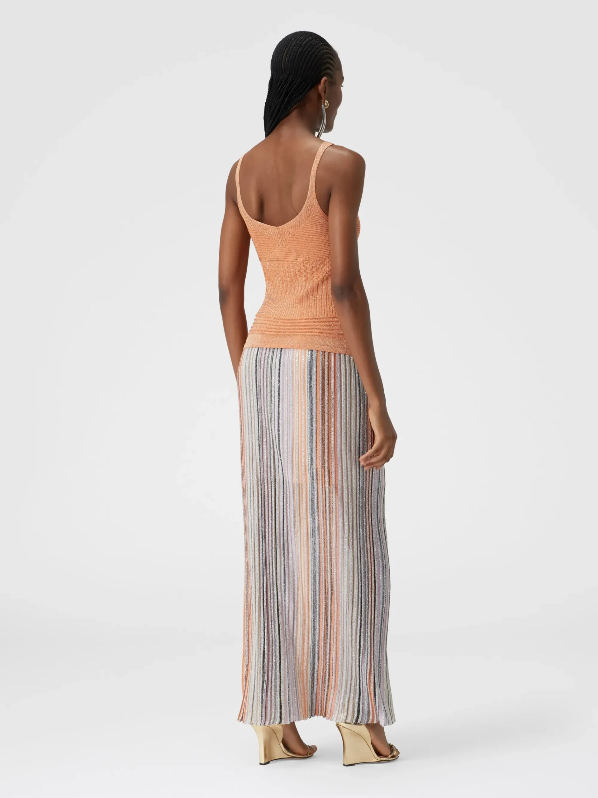 Lamé multi-processing viscose tank top