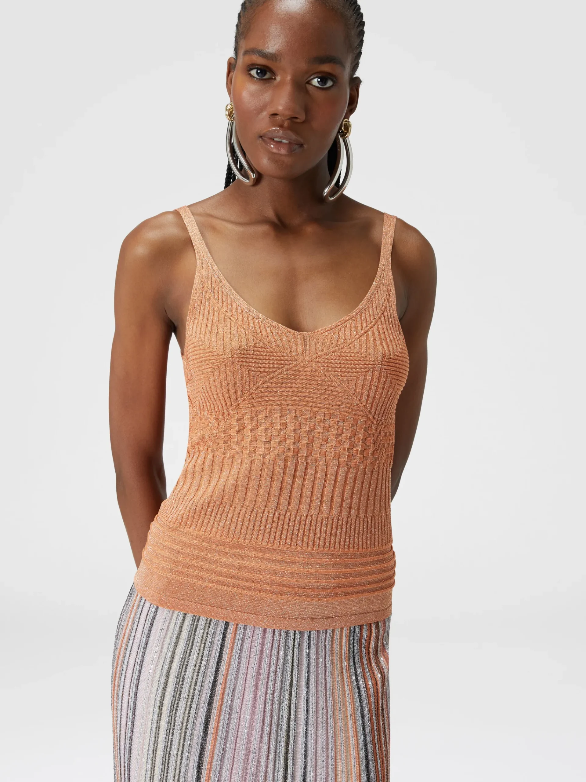 Lamé multi-processing viscose tank top
