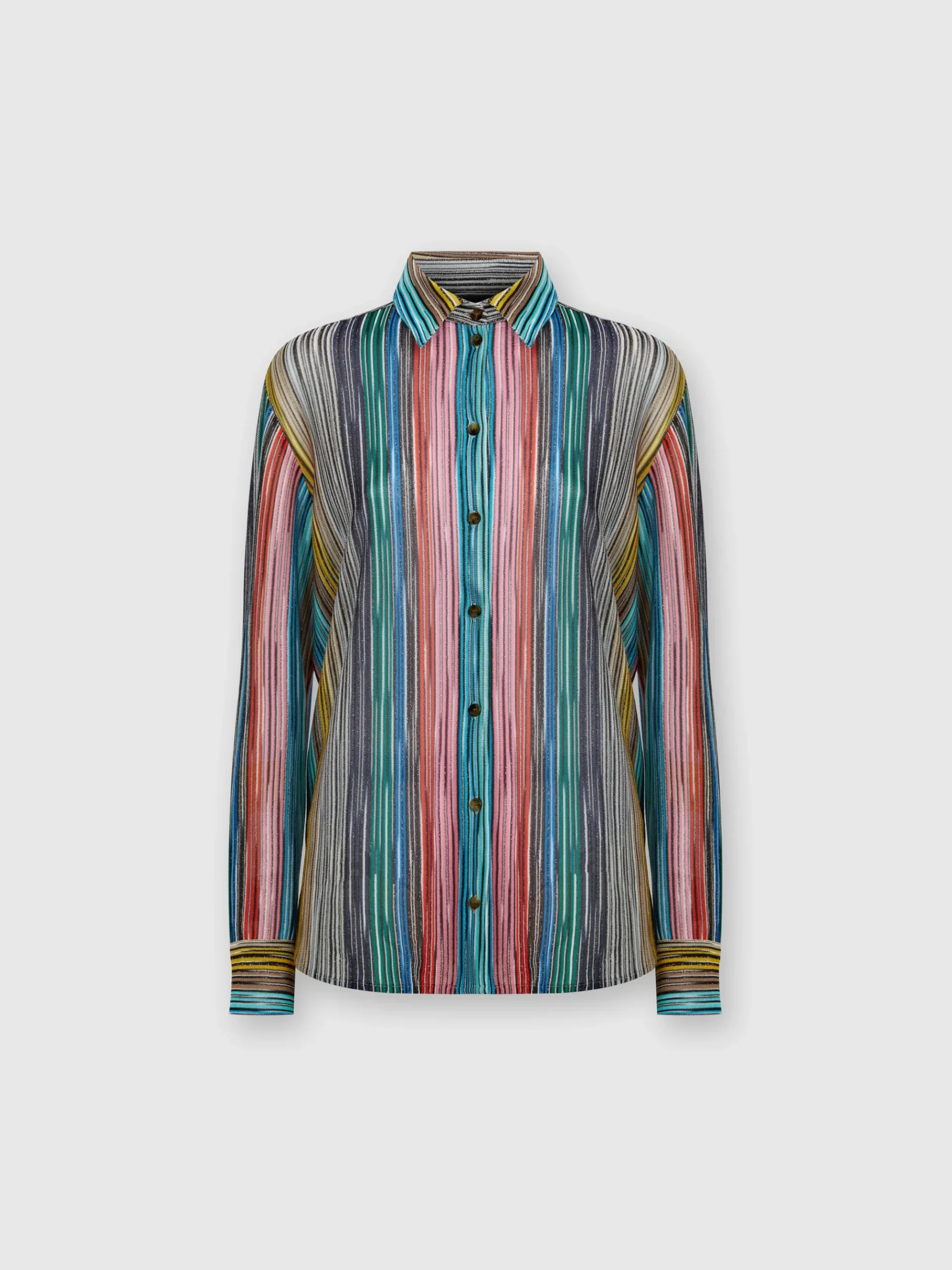 Lamé slub ribbed knit shirt