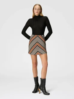 Lamé striped viscose miniskirt
