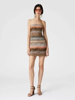 Lamé viscose bustier mini-dress