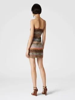 Lamé viscose bustier mini-dress