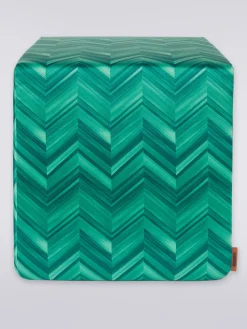 Layers 40x40x40 cm footstool cube in chevron cotton sateen