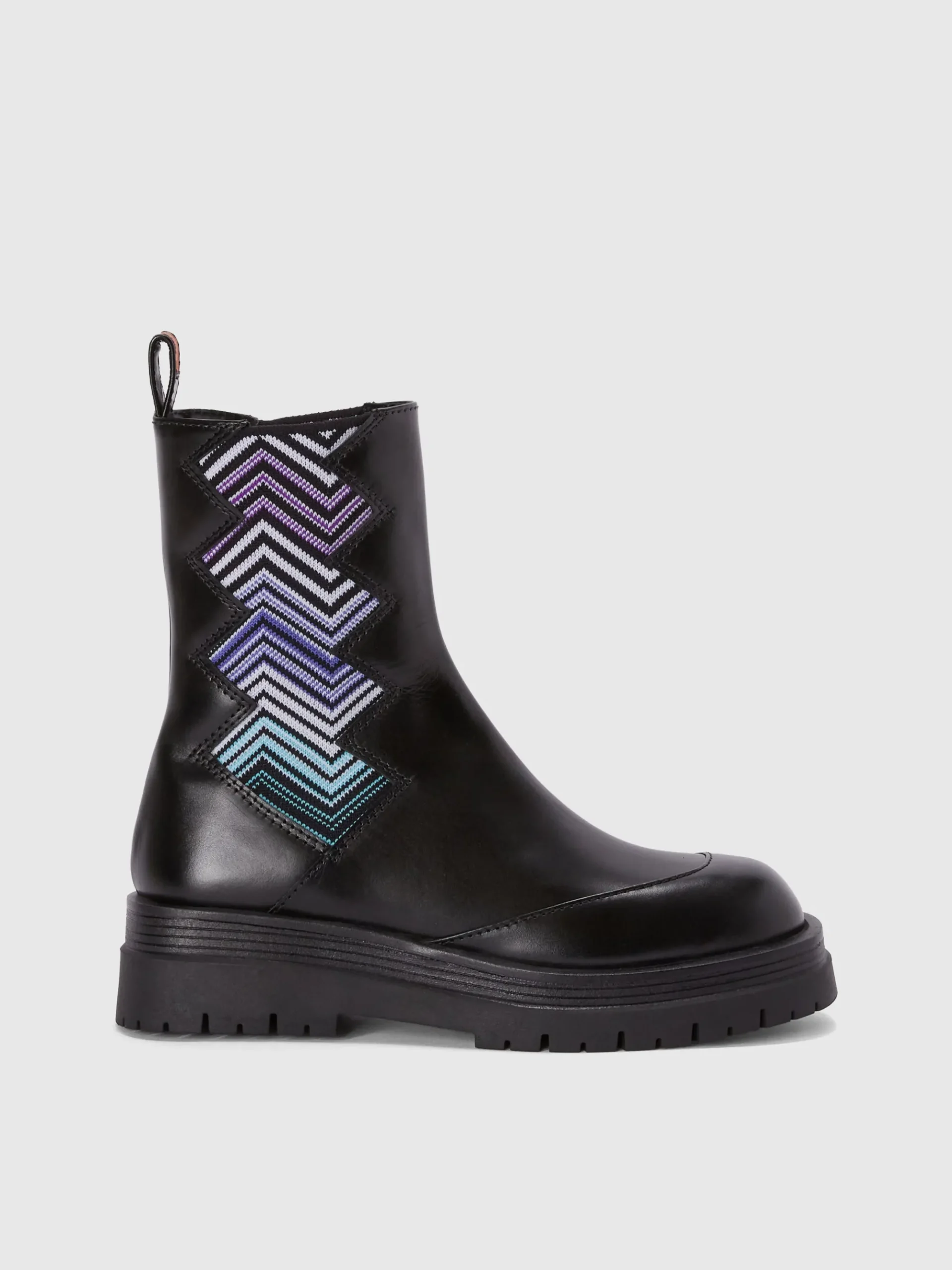 Leather ankle boots with fabric insert