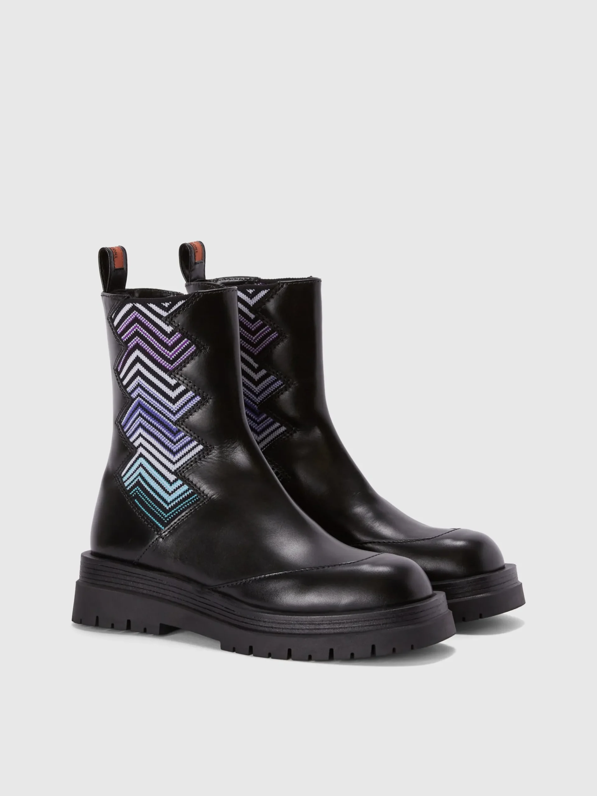 Leather ankle boots with fabric insert