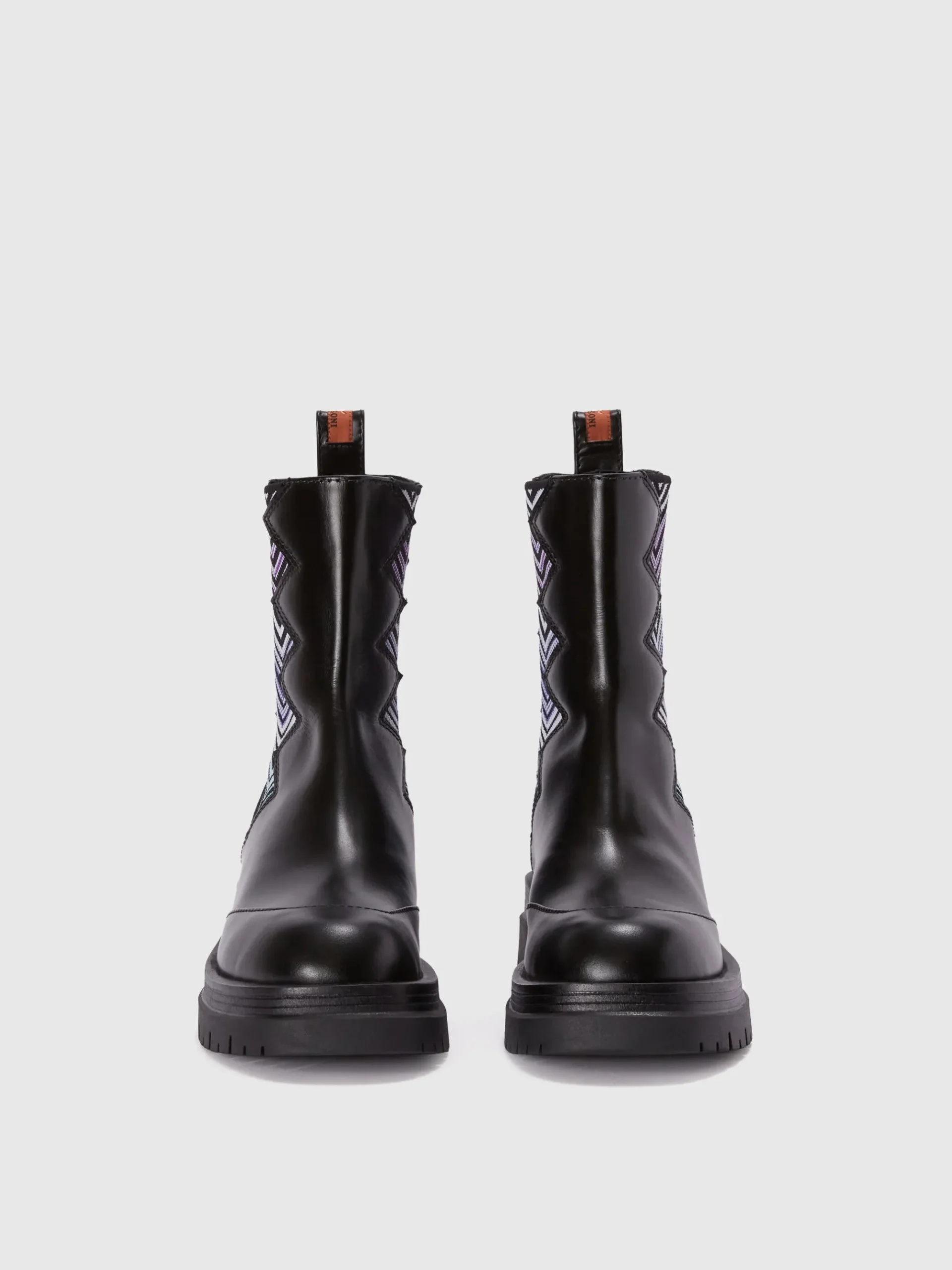 Leather ankle boots with fabric insert