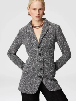 Long blazer in a mélange cotton blend