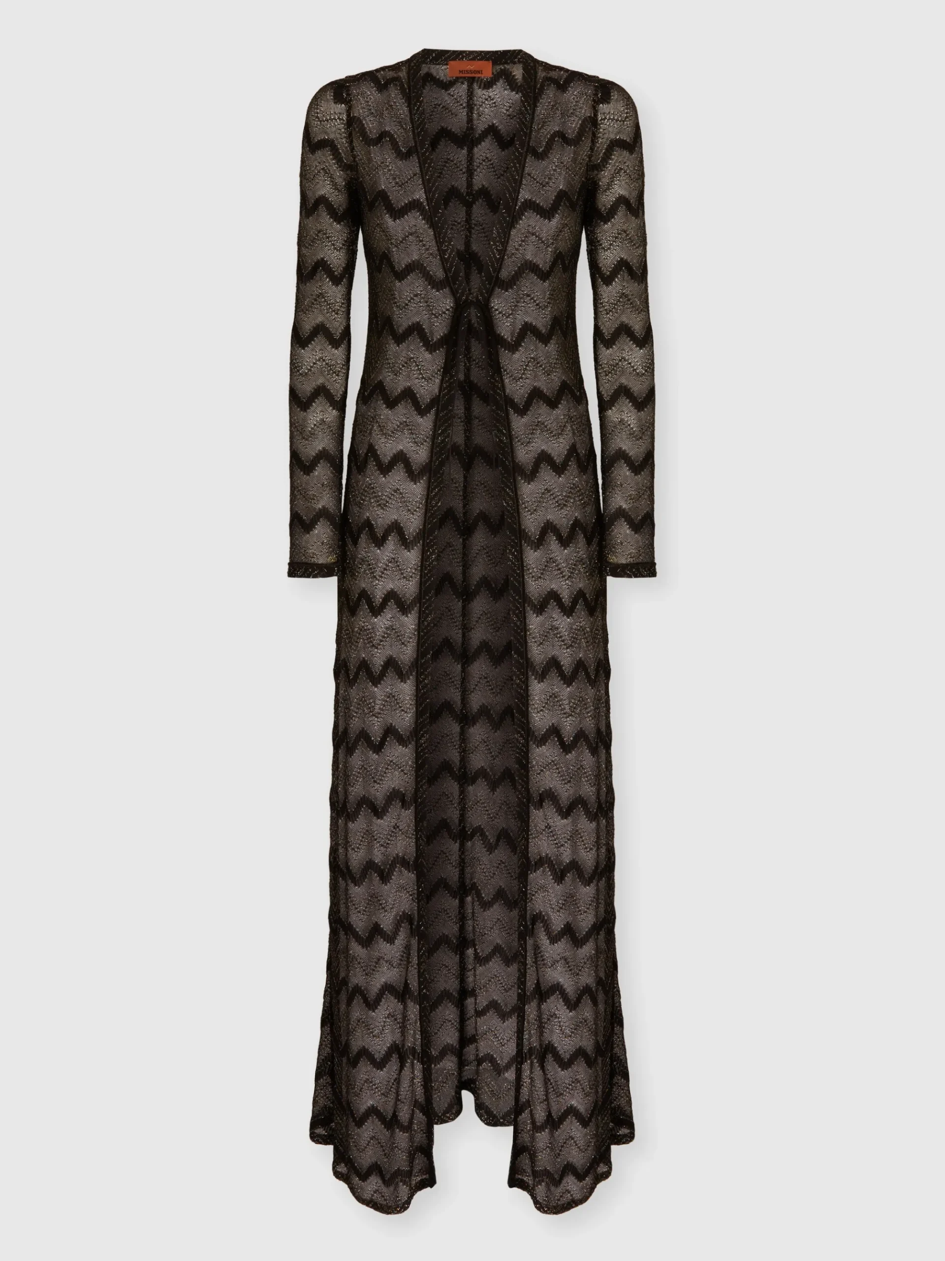 Long cardigan in zig zag lamé viscose