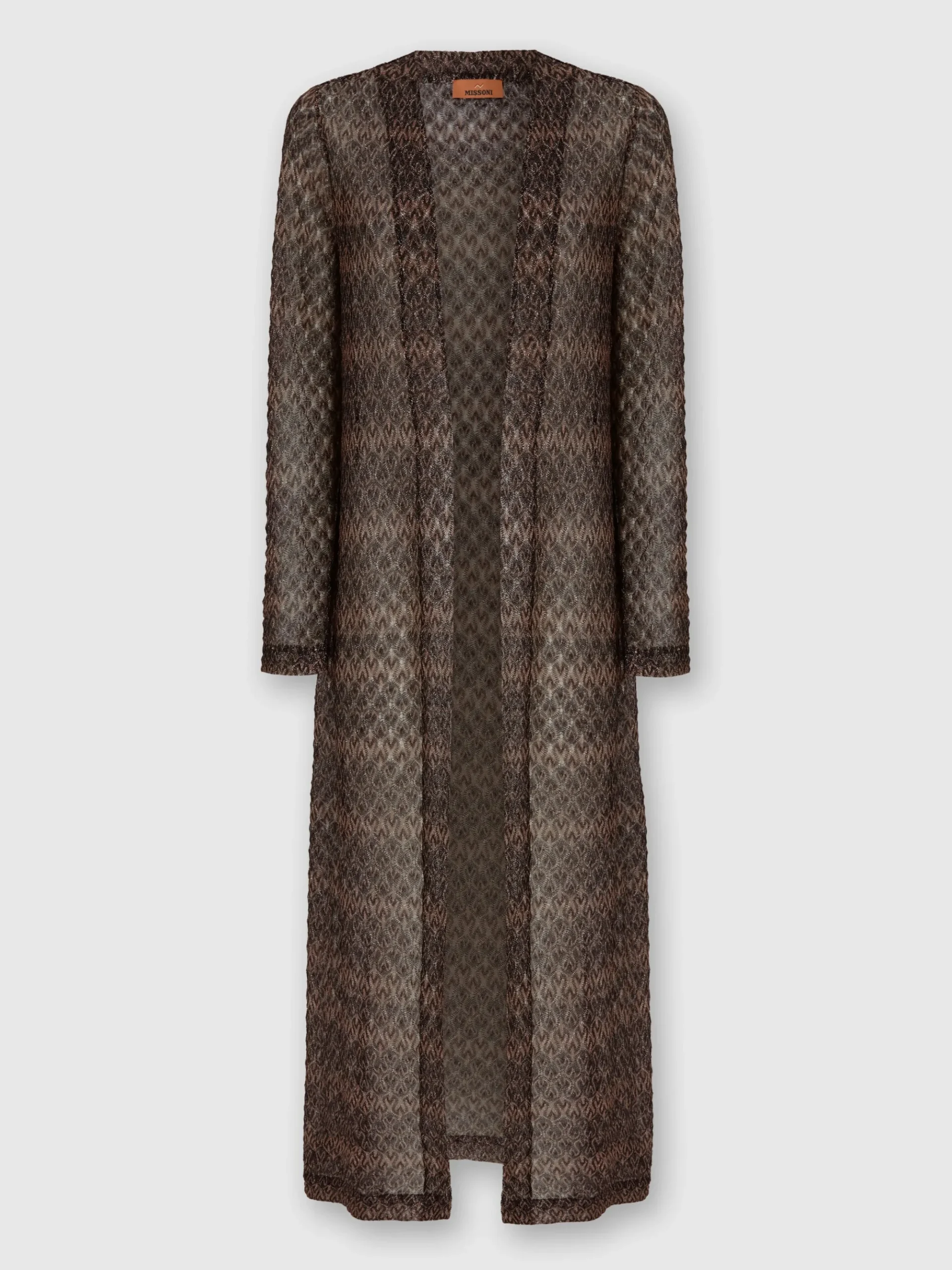 Long cardigan with lamé lace motif