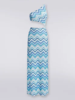 Long chevron crochet cover-up with cut-out and lurex