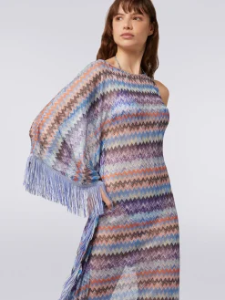 Long chevron viscose tulle cover up with tassels