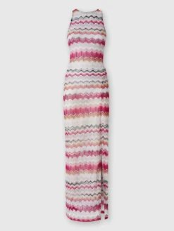 Long cover up dress in crochet with lurex