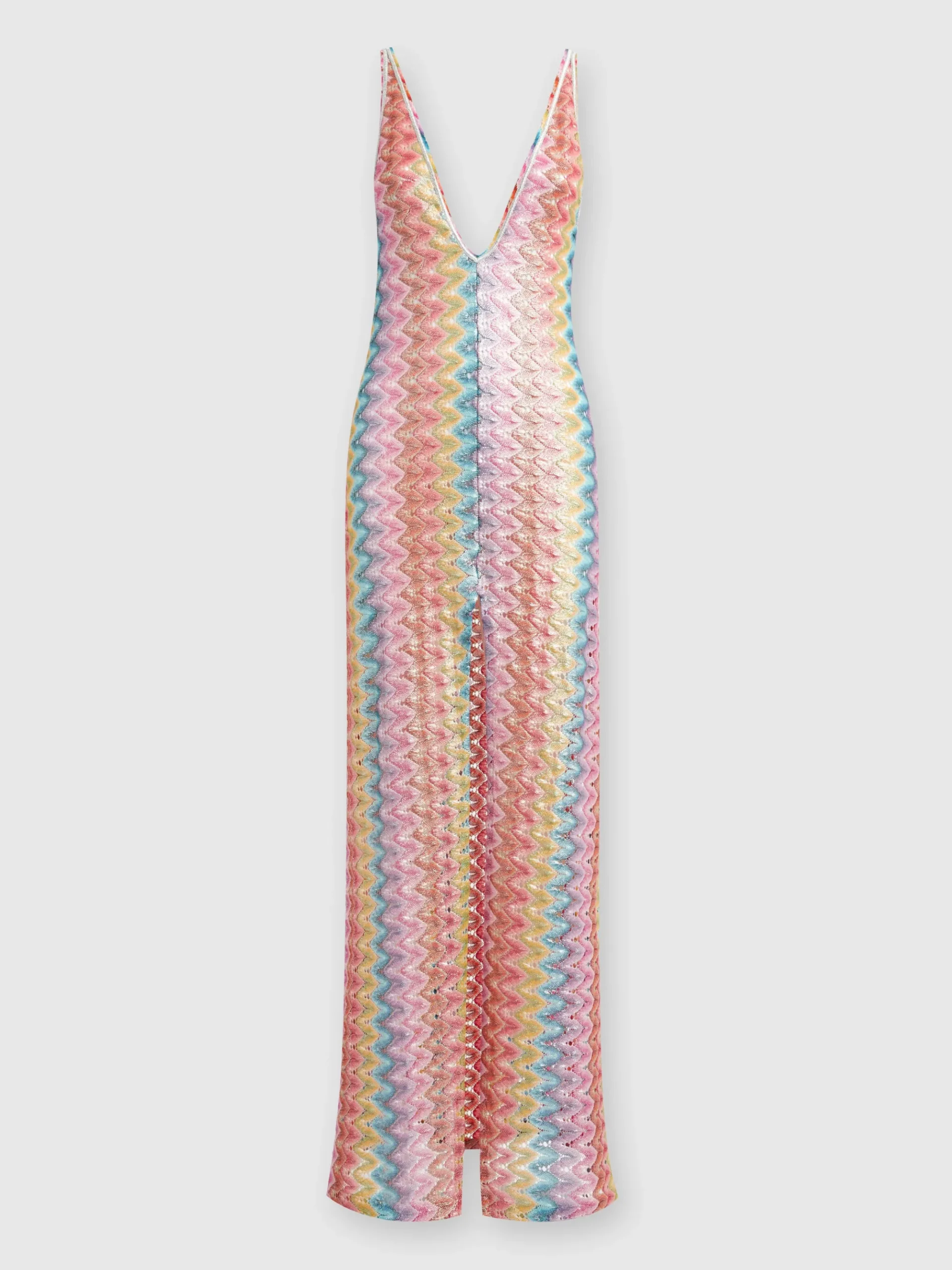Long cover-up dress with V-neckline and slit