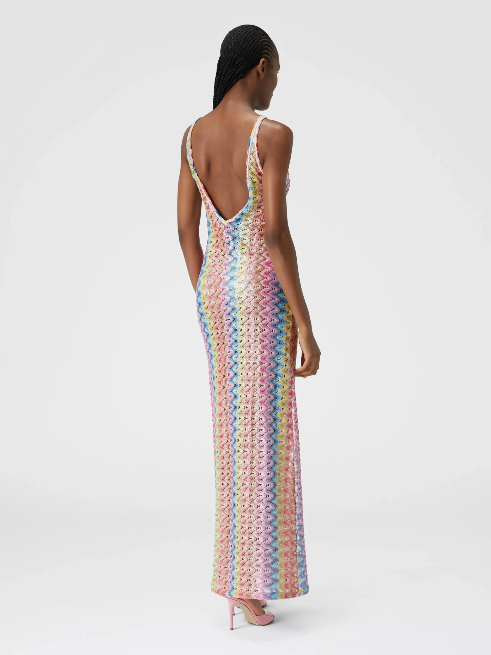 Long cover-up dress with V-neckline and slit