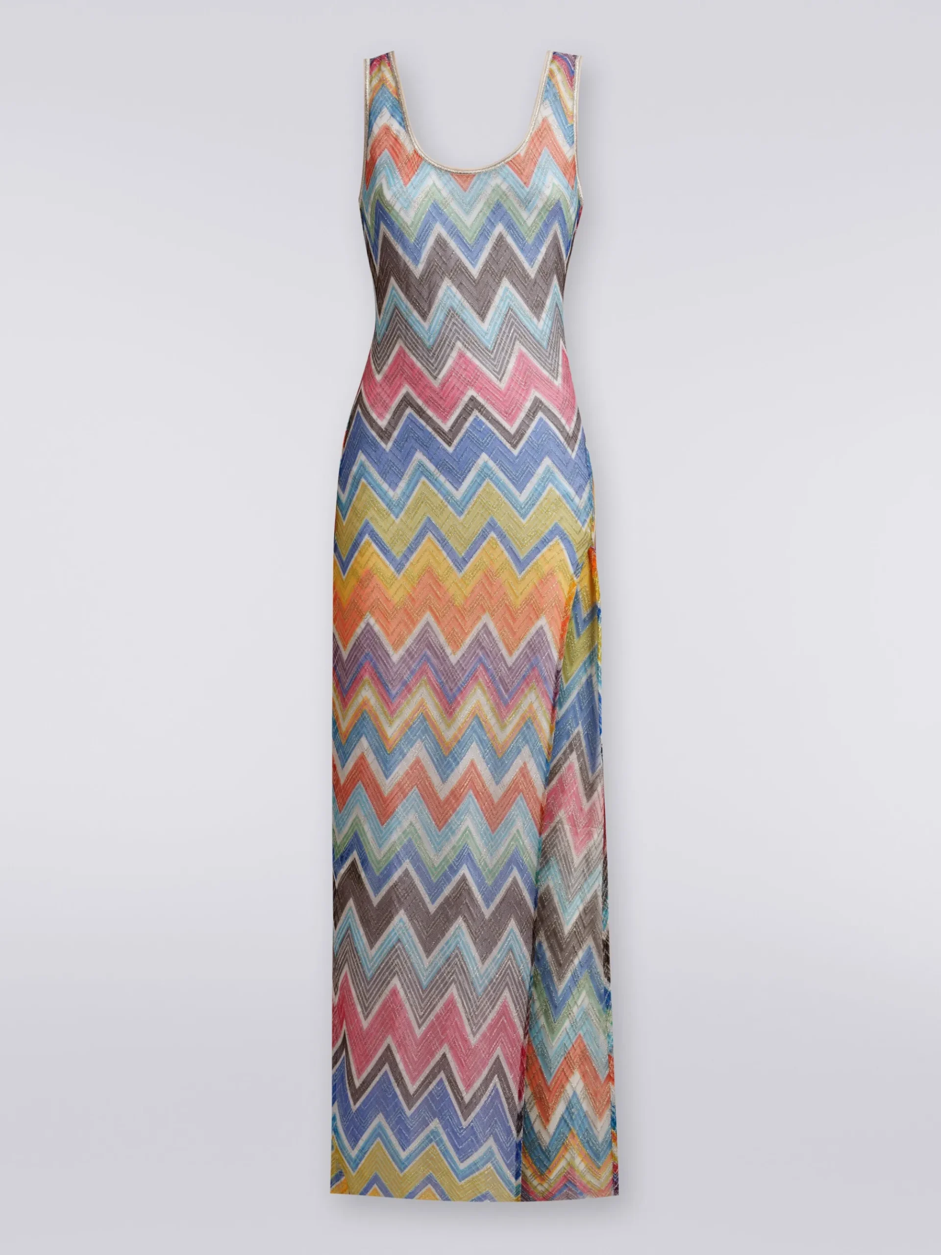 Long cover-up with zigzag print and lurex