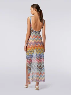 Long cover-up with zigzag print and lurex