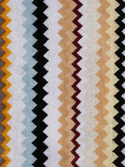 Long Curt chevron cotton terry hooded bathrobe