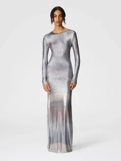 Long dress in slub viscose