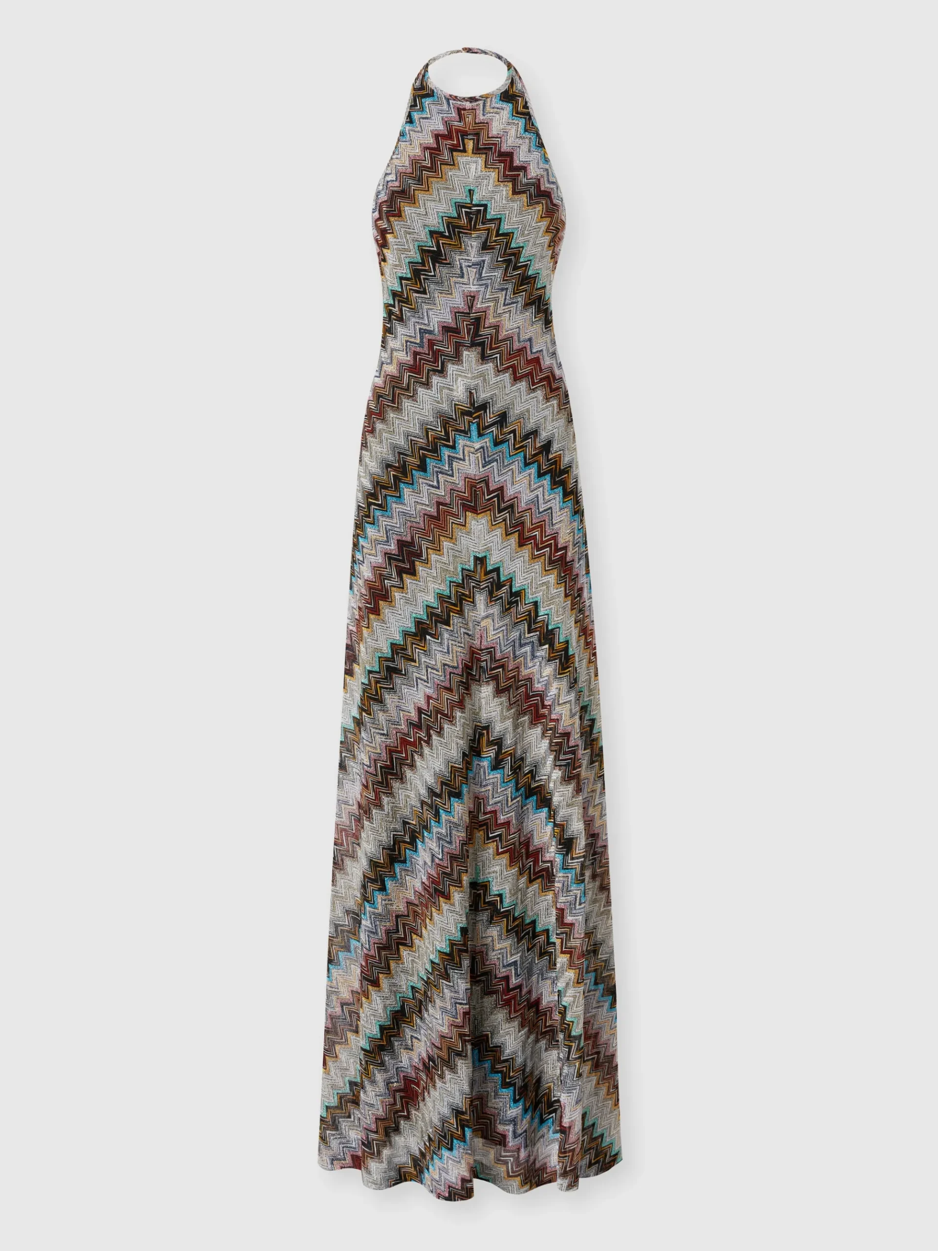 Long dress in zig zag lamé viscose blend