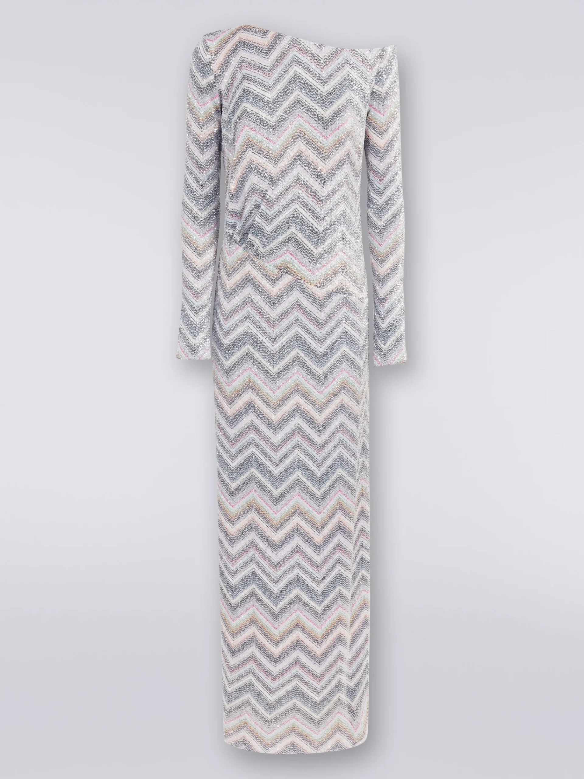 Long dress in zigzag knit with sequin appliqué