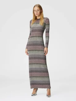 Long dress with lamé Greek motif