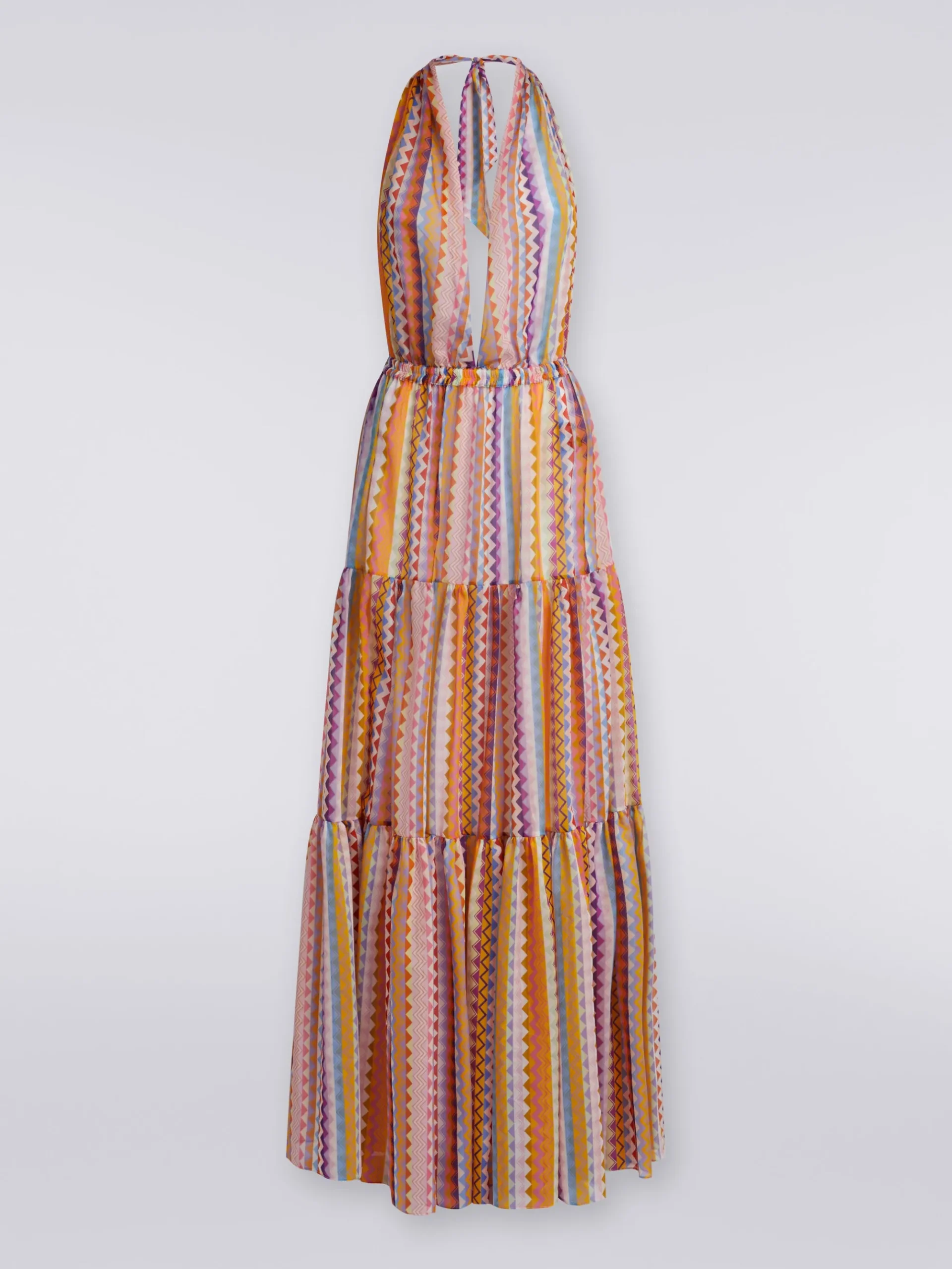 Long printed cotton and silk cover-up dress