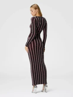Long ribbed ribbed dress with sequins